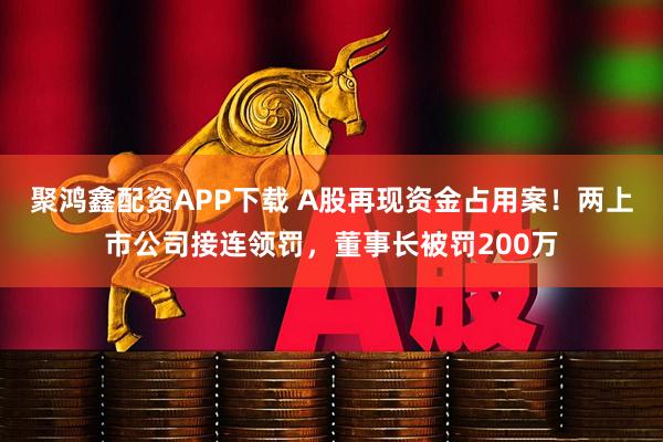 聚鸿鑫配资APP下载 A股再现资金占用案！两上市公司接连领罚，董事长被罚200万